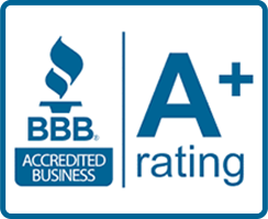 BBB Accredited Business A+ Rating badge for plumbing services